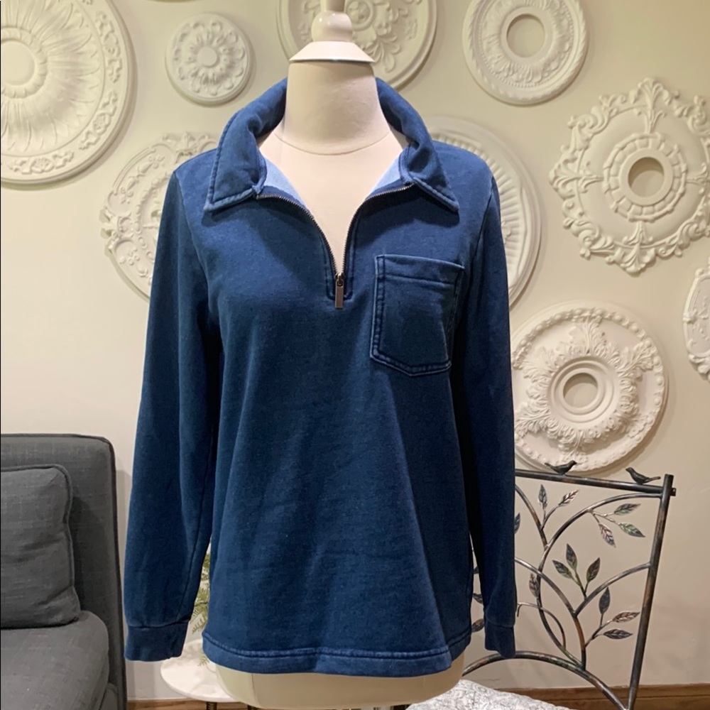 Lands' End Navy Quarter-Zip Pullover